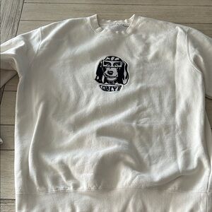 Obey Off-White Crewneck Sweater with Dog Design